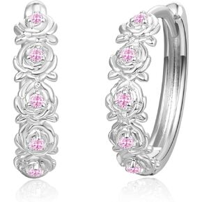 KINGWHYTE Flower Earrings 925 Sterling Silver Flower Hoop Earrings Flower Jewelry Gifts Hypoallergenic Earrings Suitable for Women Wife Daughter Girls