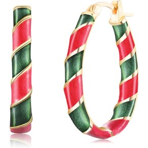 GULICX Christmas Earrings for Women, Red Green Hoop Earrings Christmas Stocking Stuffers for Adults Jewelry Gifts Holiday Earrings for Women