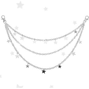 Star Pants Chain for Men and Women, Silver Star Jeans Chain, Heavy Biker Pocket Chain, Jean Chains for Men, Star Belt Chain for Pants, Chains for Jeans