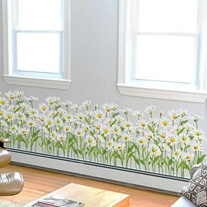 BuerHomie Wall Stickers, Skirting line Decals for Living Room, Daisy Pattern