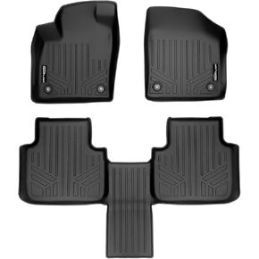 SMARTLINER Floor Mats 2 Row Liner Set Black Compatible with 2018-2022 Atlas with 2nd Row Bucket Seats Without Fender Premium Audio