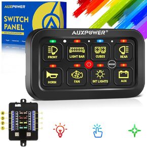 RGB 8 عصابة لوحة التبديل تبديل لحظة التبديل النبضي جراب A28 متعدد الوظائف التبديل الطرق الوعرة التلقائي عكس الضوء نظام التحكم في الدائرة التتابع لسيارة شاحنة UTV ATV SUV مقاوم للماء