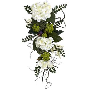 Nearly Natural 28in. Hydrangea Teardrop, White