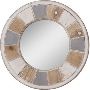 12 Inch Rustic Wood Mirror, Small Round Wall Mirror, Rustic Farmhouse Mirror for Wall, Decorative Mirrors for Living Room, Entryway, Bedroom