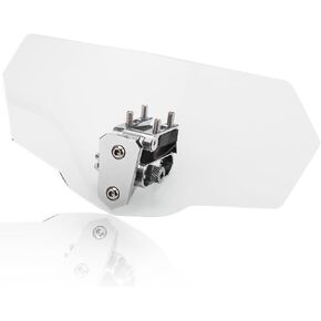 Motorcycle Windshield Extension Small Windshield Extender Adjustable Clip on Windscreen Spoiler Deflector Universal Fit (Clear)