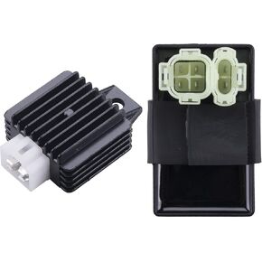 JINGKE 12V 4 Pin Voltage Regulator Rectifier 6 Pin AC CDI BOX for GY6 Engine50cc 60cc 80cc 125cc 150cc Chinese Dirt Bikes Go Karts Gas Scooter ATV Moped Scooter Go Kart
