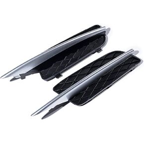 Compatible for BMW X5 E70 2007-2010 Black Front Fog Light Lower Bumper Grill Grilles Chrome Moulding Trim, Matte Black, Silver