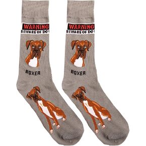 Foozys Mens Crew Socks | Cute Dog Dad Funny Gift for Canine Pet Novelty | 1 Pair - Boxer