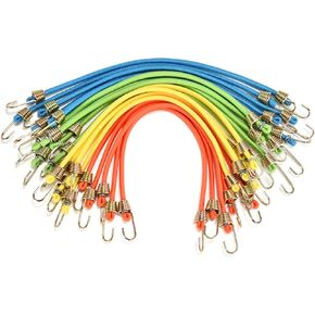 Mini Rubber Black Bungee Straps, Short Tarp Bungee Cords, Elastic Small Cords with Hooks for Outdoor, Camping, Tents, Tarps (10 Inch, 20Pcs)