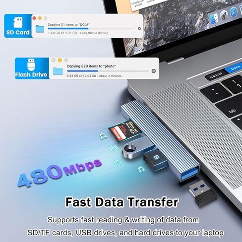 USB C SD Card Reader with USB 3.0 Female OTG Adapter for iPhone 15/iPad/MacBook/Mac, 3-in-1 USB C to SD/Micro SD Memory Card Reader with USB Camera Adapter for Type-C Laptop Tablet Phone in Saudi Arabia