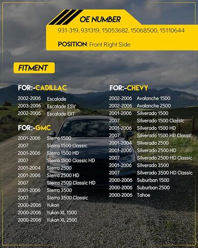 931-319 مزلاج قفل الباب المحرك المحرك الأمامي الأيمن جانب الركاب لـ:-تشيفي سيلفرادو 1500 2500 3500 تاهو سوبربان أفالانش لـ:-جي إم سي سييرا يوكون لـ:-كاديلاك إسكاليد 2001-2007 15110644 in Kuwait