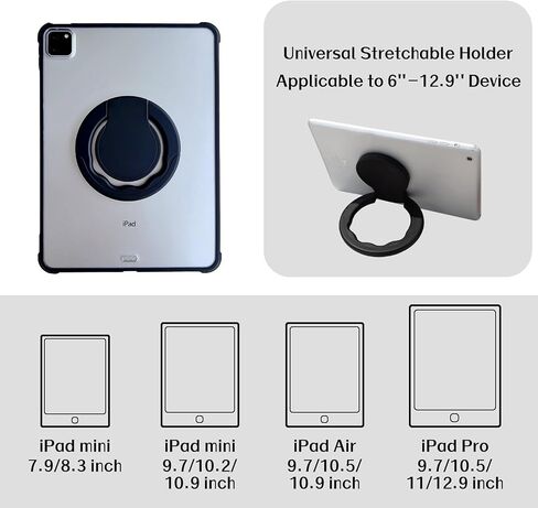 Tablet Ring Holder -Tablet Stand Adjustable Universal Tablet Hand Strap Holder, 360 Degrees Handle Grip Handle Grip with Adhesive Patch for iPad/Galaxy Tab and All 7-11" Tablets,(Blue) in Saudi Arabia
