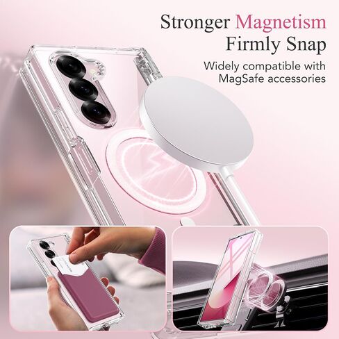 TONGATE Magnetic for Galaxy Z Fold 6 Case with Screen Protector, [Compatible with MagSafe] Non-Yellowing Slim Transparent Z6 Phone Case Built-in S Pen Holder & Hinge Cover for Samsung Z Fold6, Clear in Saudi Arabia