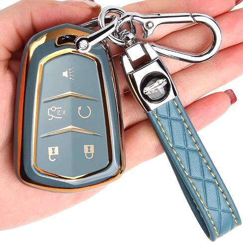 for Cadillac Key Fob Cover - Key Fob Cover Case Holder for 2015-2019 Cadillac Escalade CTS SRX XT5 ATS STS CT6 Superior Soft TPU 360 Degree Full Protection (Red) in Kuwait
