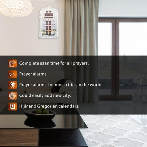 ساعة الحائط الرقمية للصلاة من الحرمين LED لديكور المنزل في الولايات المتحدة الأمريكية مع جهاز تحكم عن بعد in Saudi Arabia