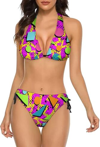 Women's Bikini Sets Cartoon Two Piece Halter String Triangle Swimsuit Swimwear Bathing Suit in Kuwait