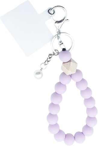 Unpafcxddyig Bracelet Wristlet Keychain Silicone Key Ring With Pearls Beaded Bangle Key Chains with Phone Patchs for Women in Kuwait