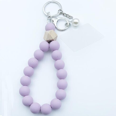 Unpafcxddyig Bracelet Wristlet Keychain Silicone Key Ring With Pearls Beaded Bangle Key Chains with Phone Patchs for Women in Kuwait