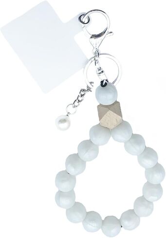 Unpafcxddyig Bracelet Wristlet Keychain Silicone Key Ring With Pearls Beaded Bangle Key Chains with Phone Patchs for Women in Kuwait