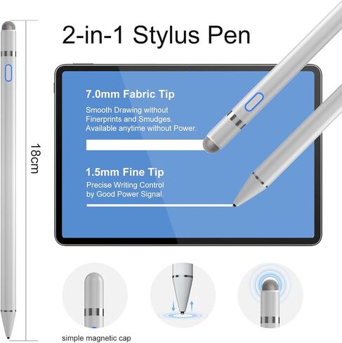 Universal Stylus Pen Compatible for iOS&Android Touch Screen, Pencil with Dual Touch Function,Rechargeable Stylus for iPad/iPad Pro/Air/Mini/iPhone/Cellphone/Samsung/Tablet Drawing&Writing (Purple) in Saudi Arabia