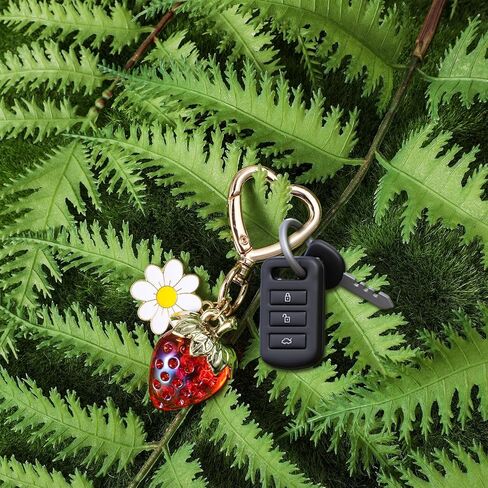 Strawberry Keychain 2 Pcs Cute Strawberry Keychain For Women, Strawberry Decor Bag Charms Kawaii Bag Decor With Heart Keyring Flower Cute Red Crystal Strawberry Keychain Accessories For Women Girls in Saudi Arabia