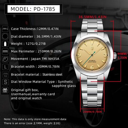 Pagani Design Men's Watch Stainless Steel Automatic Mechanical Watch Minimalist Waterproof Sapphire Glass Mirror Watch in Saudi Arabia
