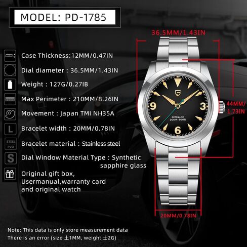 Pagani Design Men's Watch Stainless Steel Automatic Mechanical Watch Minimalist Waterproof Sapphire Glass Mirror Watch in Saudi Arabia