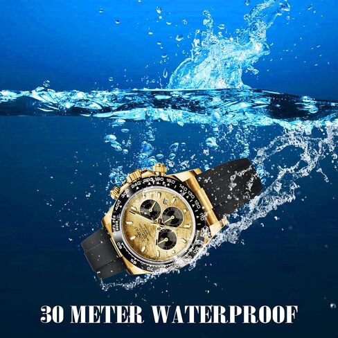 Men's Watch Panda Chronograph Dial Fashion Quartz Movement Wrist Watch Analog Business Waterproof Scratch Resistant Silicone Strap Rubber Band Sports Watches for Men in Saudi Arabia