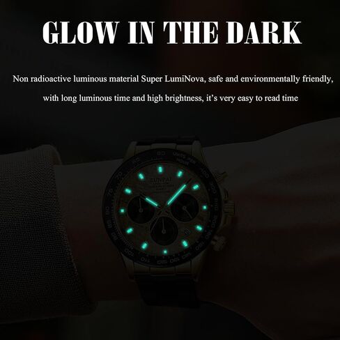 Men's Watch Panda Chronograph Dial Fashion Quartz Movement Wrist Watch Analog Business Waterproof Scratch Resistant Silicone Strap Rubber Band Sports Watches for Men in Saudi Arabia