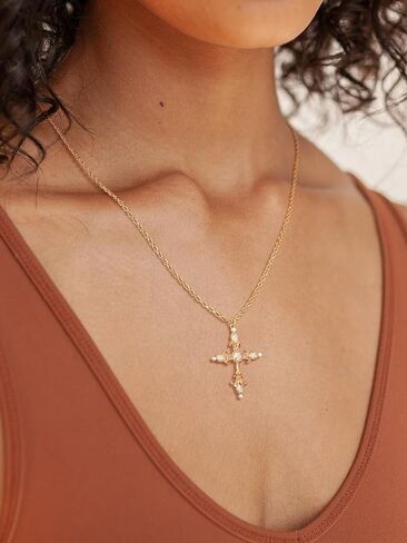 Bemoly الصليب القلائد للنساء 14K مطلية بالذهب لذيذ الصليب قلادة الإيمان قلادة مرصعة مكعب زركونيا الصليب قلادة القلائد مجوهرات العصرية للنساء in Kuwait
