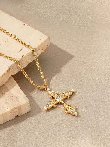 Bemoly الصليب القلائد للنساء 14K مطلية بالذهب لذيذ الصليب قلادة الإيمان قلادة مرصعة مكعب زركونيا الصليب قلادة القلائد مجوهرات العصرية للنساء in Kuwait