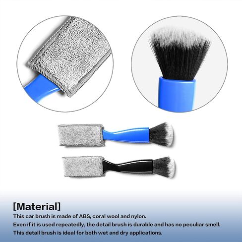 2 Packs Double Ended Portable Cleaning Brush,Auto Detail Brush 2 in 1 Car Duster Brush for Detailing Interior,Car Air Vents Dashboard Screen Clean Brush,Double Head Brush Clean Tool (Black) in Saudi Arabia