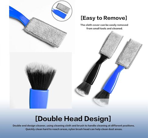 2 Packs Double Ended Portable Cleaning Brush,Auto Detail Brush 2 in 1 Car Duster Brush for Detailing Interior,Car Air Vents Dashboard Screen Clean Brush,Double Head Brush Clean Tool (Black) in Saudi Arabia
