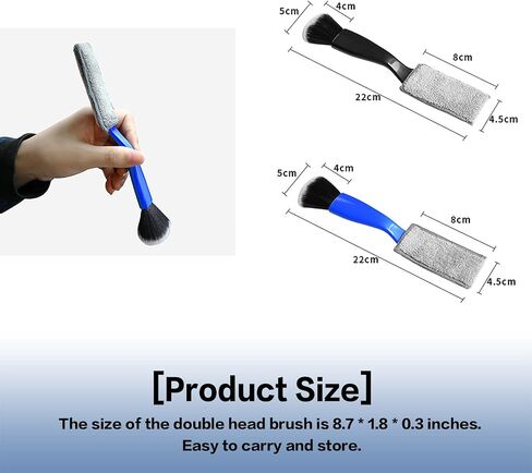 2 Packs Double Ended Portable Cleaning Brush,Auto Detail Brush 2 in 1 Car Duster Brush for Detailing Interior,Car Air Vents Dashboard Screen Clean Brush,Double Head Brush Clean Tool (Black) in Saudi Arabia
