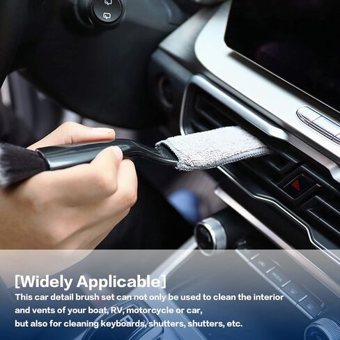 2 Packs Double Ended Portable Cleaning Brush,Auto Detail Brush 2 in 1 Car Duster Brush for Detailing Interior,Car Air Vents Dashboard Screen Clean Brush,Double Head Brush Clean Tool (Black) in Saudi Arabia