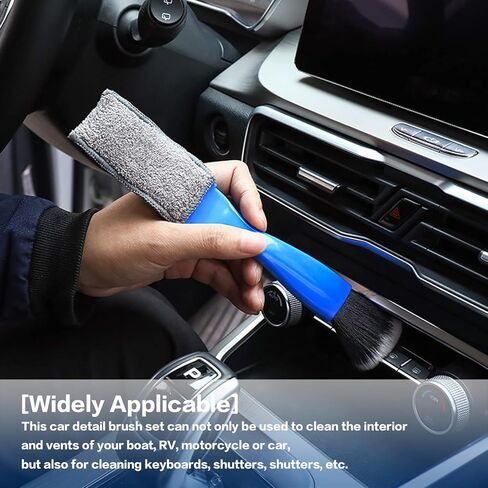 2 Packs Double Ended Portable Cleaning Brush,Auto Detail Brush 2 in 1 Car Duster Brush for Detailing Interior,Car Air Vents Dashboard Screen Clean Brush,Double Head Brush Clean Tool (Black) in Saudi Arabia