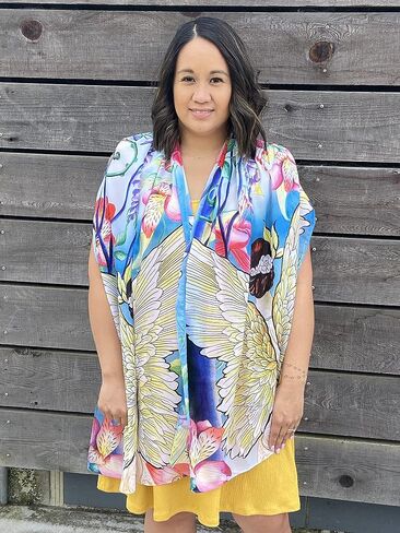 Anuschka Women's Original Printed Artwork Chiffon Scarf in Kuwait