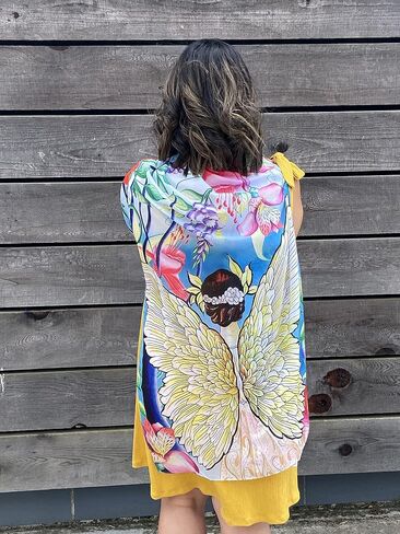 Anuschka Women's Original Printed Artwork Chiffon Scarf in Kuwait
