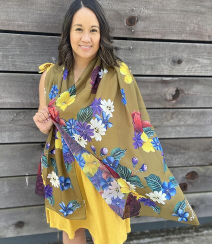 Anuschka Women's Original Printed Artwork Chiffon Scarf in Kuwait