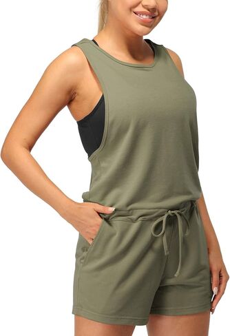 icyzone Jumpsuit Shorts for Women One Piece, Workout Exercise Lounge Racerback Tank Romper with Pockets in Saudi Arabia
