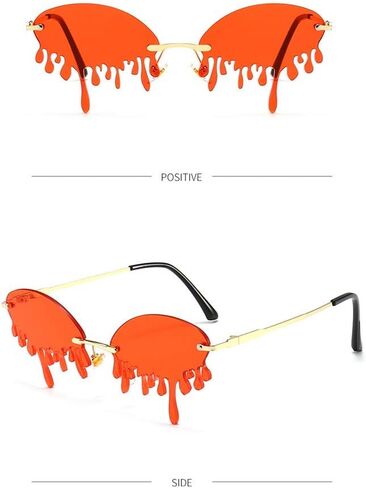 ENTHYI Fashion Tears Flame Sunglasses Women Men Brand Design Rimless Wave Eyewear in Saudi Arabia