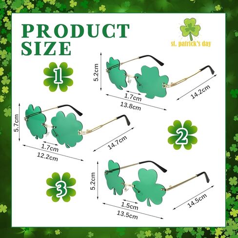 12 زوجًا من نظارات سانت باتريك شامروك الشمسية، نظارات شمسية خضراء بأربع أوراق البرسيم، نظارات أيرلندية بإطار معدني ذهبي، إكسسوار سانت باتريك للحفلات التنكرية للنساء والرجال in Kuwait