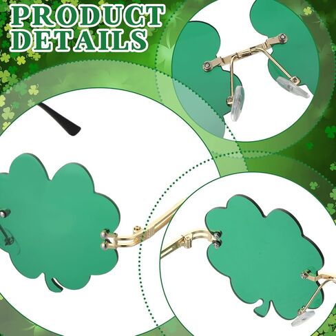 12 زوجًا من نظارات سانت باتريك شامروك الشمسية، نظارات شمسية خضراء بأربع أوراق البرسيم، نظارات أيرلندية بإطار معدني ذهبي، إكسسوار سانت باتريك للحفلات التنكرية للنساء والرجال in Kuwait