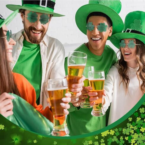 12 زوجًا من نظارات سانت باتريك شامروك الشمسية، نظارات شمسية خضراء بأربع أوراق البرسيم، نظارات أيرلندية بإطار معدني ذهبي، إكسسوار سانت باتريك للحفلات التنكرية للنساء والرجال in Kuwait