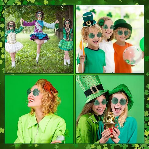 12 زوجًا من نظارات سانت باتريك شامروك الشمسية، نظارات شمسية خضراء بأربع أوراق البرسيم، نظارات أيرلندية بإطار معدني ذهبي، إكسسوار سانت باتريك للحفلات التنكرية للنساء والرجال in Kuwait