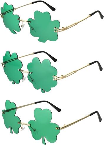12 زوجًا من نظارات سانت باتريك شامروك الشمسية، نظارات شمسية خضراء بأربع أوراق البرسيم، نظارات أيرلندية بإطار معدني ذهبي، إكسسوار سانت باتريك للحفلات التنكرية للنساء والرجال in Kuwait