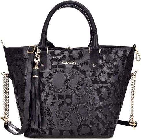 حقيبة يد نسائية من كوادرا مصنوعة من الجلد الطبيعي مع جلد ستينغراي أصلي باللون الأسود in Kuwait