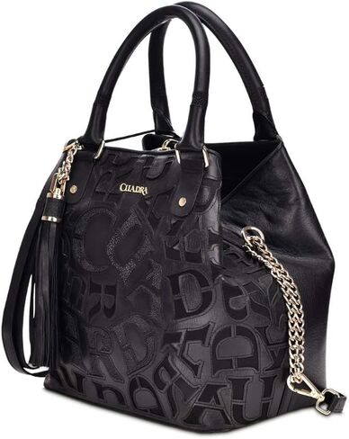 حقيبة يد نسائية من كوادرا مصنوعة من الجلد الطبيعي مع جلد ستينغراي أصلي باللون الأسود in Kuwait