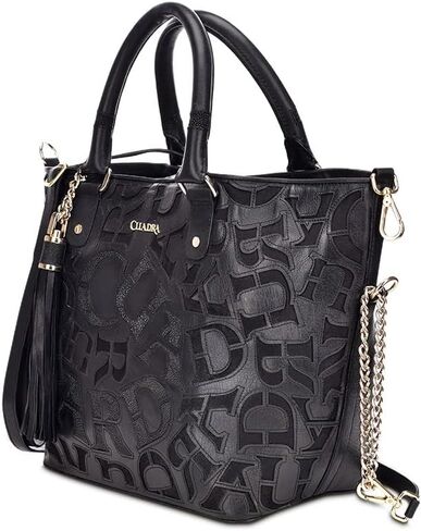 حقيبة يد نسائية من كوادرا مصنوعة من الجلد الطبيعي مع جلد ستينغراي أصلي باللون الأسود in Kuwait