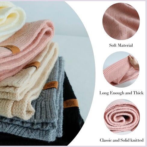 Winter Beanie Hat Scarf Gloves for Women - 3 Peices Warm Fleece Lined Knit Set for Gifts in Saudi Arabia